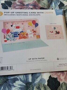 Pop-Up Birthday Card with Dogs & Balloons - Pink/Blue